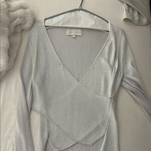 Light Gray Knit Wrap Top